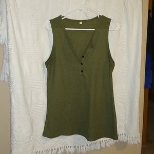 Women's waffle knit Henley tank